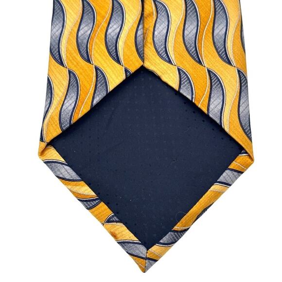 Meeting Street · One Size · 100% Silk Necktie · Swirl Print · Yellow Blue - Picture 4 of 7